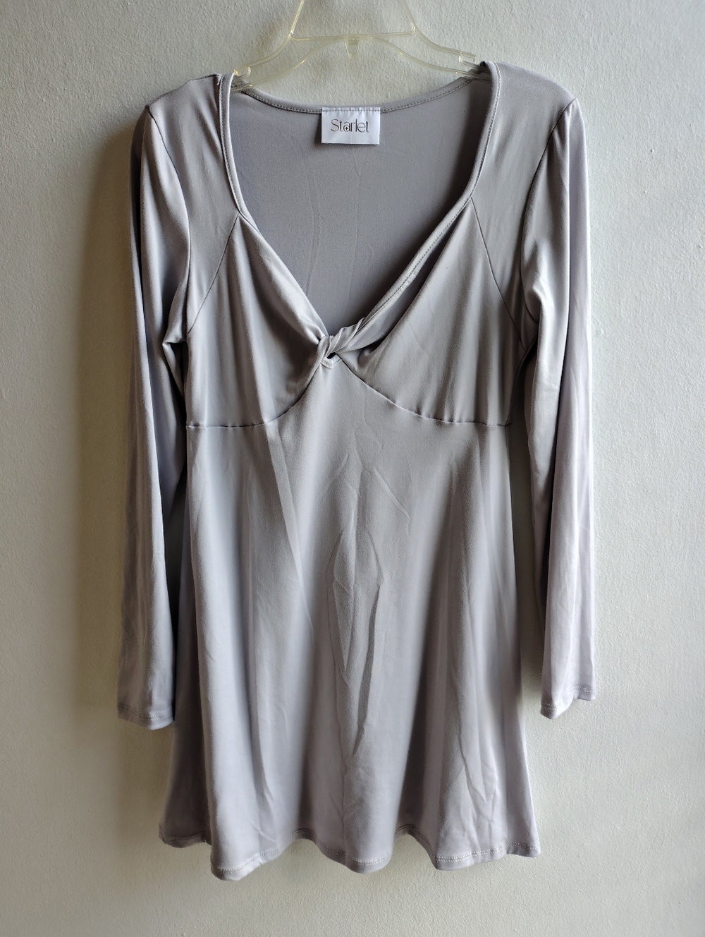 Light Gray Twist Front Tunic Dress Top Size M:Medium (Starlet)